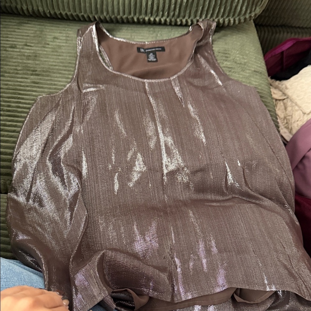 INC International Concepts Metallic Brown Tank Top